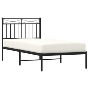 vidaXL Metal Bed Frame without Mattress with Headboard Black 90x200cm