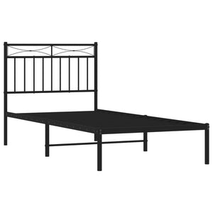 vidaXL Metal Bed Frame without Mattress with Headboard Black 90x200cm