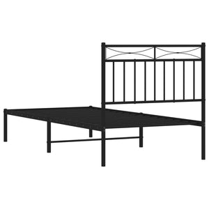 vidaXL Metal Bed Frame without Mattress with Headboard Black 90x200cm