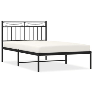 vidaXL Metal Bed Frame without Mattress with Headboard Black 100x200cm