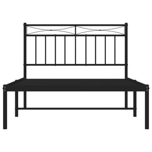 vidaXL Metal Bed Frame without Mattress with Headboard Black 100x200cm