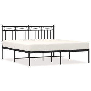 vidaXL Metal Bed Frame without Mattress with Headboard Black 160x200cm