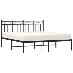 vidaXL Metal Bed Frame without Mattress with Headboard Black 160x200cm