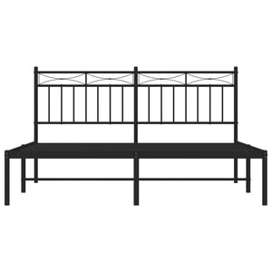 vidaXL Metal Bed Frame without Mattress with Headboard Black 160x200cm