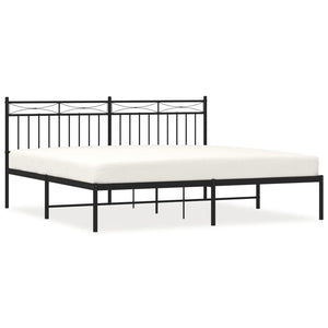 vidaXL Metal Bed Frame without Mattress with Headboard Black 180x200cm