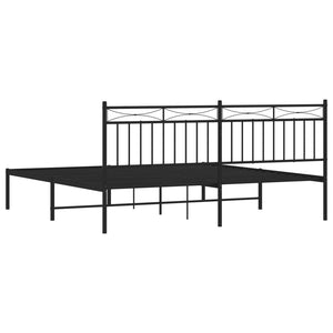 vidaXL Metal Bed Frame without Mattress with Headboard Black 180x200cm