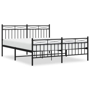 vidaXL Metal Bed Frame without Mattress with Footboard Black 160x200cm