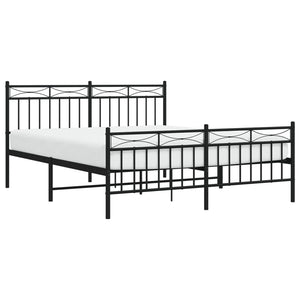 vidaXL Metal Bed Frame without Mattress with Footboard Black 160x200cm