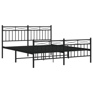 vidaXL Metal Bed Frame without Mattress with Footboard Black 160x200cm