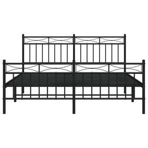 vidaXL Metal Bed Frame without Mattress with Footboard Black 160x200cm