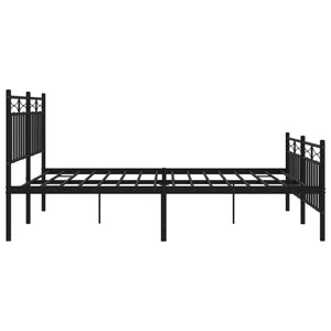 vidaXL Metal Bed Frame without Mattress with Footboard Black 160x200cm