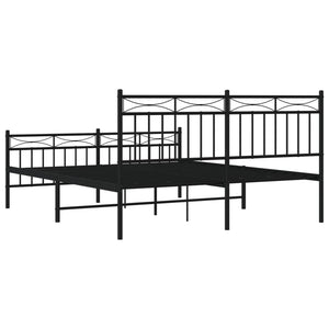 vidaXL Metal Bed Frame without Mattress with Footboard Black 160x200cm