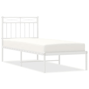 vidaXL Metal Bed Frame without Mattress with Headboard White 75x190cm