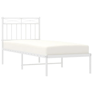 vidaXL Metal Bed Frame without Mattress with Headboard White 75x190cm