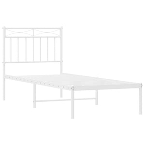 vidaXL Metal Bed Frame without Mattress with Headboard White 75x190cm