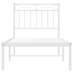 vidaXL Metal Bed Frame without Mattress with Headboard White 75x190cm