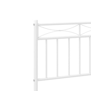 vidaXL Metal Bed Frame without Mattress with Headboard White 75x190cm