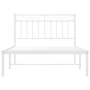 vidaXL Metal Bed Frame without Mattress with Headboard White 100x200cm