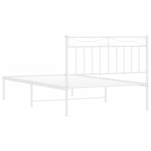 vidaXL Metal Bed Frame without Mattress with Headboard White 100x200cm