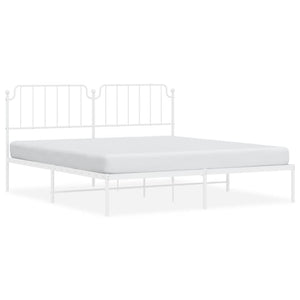 vidaXL Metal Bed Frame without Mattress with Headboard White 183x213cm