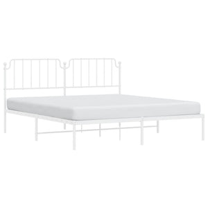 vidaXL Metal Bed Frame without Mattress with Headboard White 183x213cm