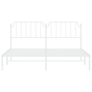 vidaXL Metal Bed Frame without Mattress with Headboard White 183x213cm