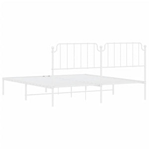 vidaXL Metal Bed Frame without Mattress with Headboard White 183x213cm