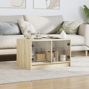 vidaXL Coffee Table with Glass Doors Sonoma Oak 68x50x42 cm