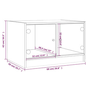 vidaXL Coffee Table with Glass Doors Sonoma Oak 68x50x42 cm