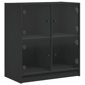 vidaXL Side Cabinet with Glass Doors Black 68x37x75.5 cm