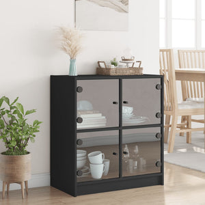 vidaXL Side Cabinet with Glass Doors Black 68x37x75.5 cm