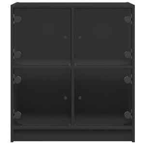 vidaXL Side Cabinet with Glass Doors Black 68x37x75.5 cm