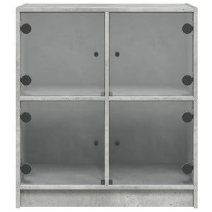 vidaXL Side Cabinet with Glass Doors Concrete Grey 68x37x75.5 cm