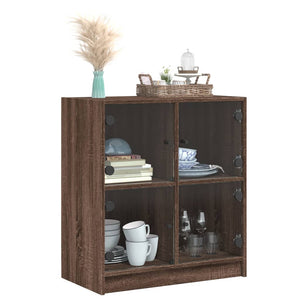 vidaXL Side Cabinet with Glass Doors Brown Oak 68x37x75.5 cm