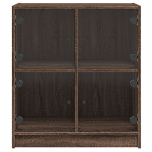 vidaXL Side Cabinet with Glass Doors Brown Oak 68x37x75.5 cm