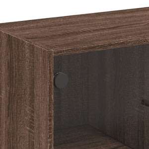 vidaXL Side Cabinet with Glass Doors Brown Oak 68x37x75.5 cm