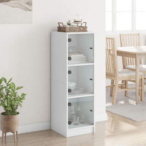 vidaXL Highboard with Glass Doors White 35x37x109 cm