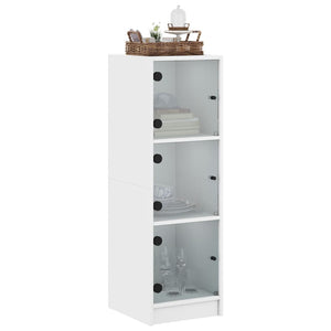 vidaXL Highboard with Glass Doors White 35x37x109 cm