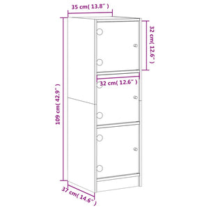 vidaXL Highboard with Glass Doors White 35x37x109 cm