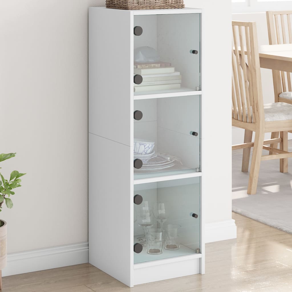 vidaXL Highboard with Glass Doors White 35x37x109 cm