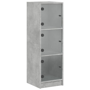 vidaXL Highboard with Glass Doors Concrete Grey 35x37x109 cm