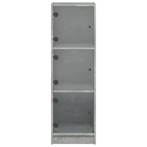 vidaXL Highboard with Glass Doors Concrete Grey 35x37x109 cm