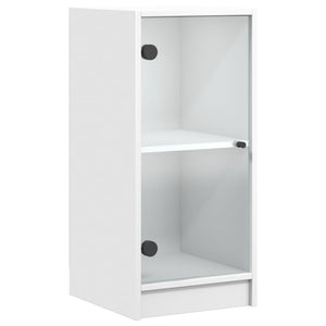 vidaXL Side Cabinet with Glass Doors White 35x37x75.5 cm