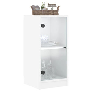 vidaXL Side Cabinet with Glass Doors White 35x37x75.5 cm