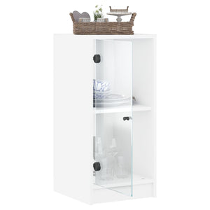 vidaXL Side Cabinet with Glass Doors White 35x37x75.5 cm