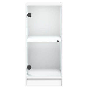 vidaXL Side Cabinet with Glass Doors White 35x37x75.5 cm