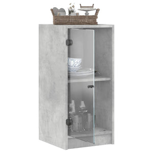 vidaXL Side Cabinet with Glass Doors Concrete Grey 35x37x75.5 cm