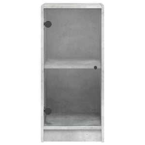 vidaXL Side Cabinet with Glass Doors Concrete Grey 35x37x75.5 cm