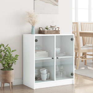 vidaXL Side Cabinet with Glass Doors White 68x37x75.5 cm