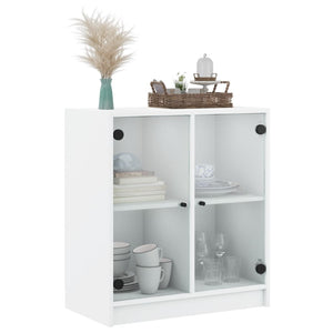 vidaXL Side Cabinet with Glass Doors White 68x37x75.5 cm